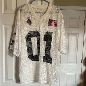 White Lace Men's Shirt with Black Accents